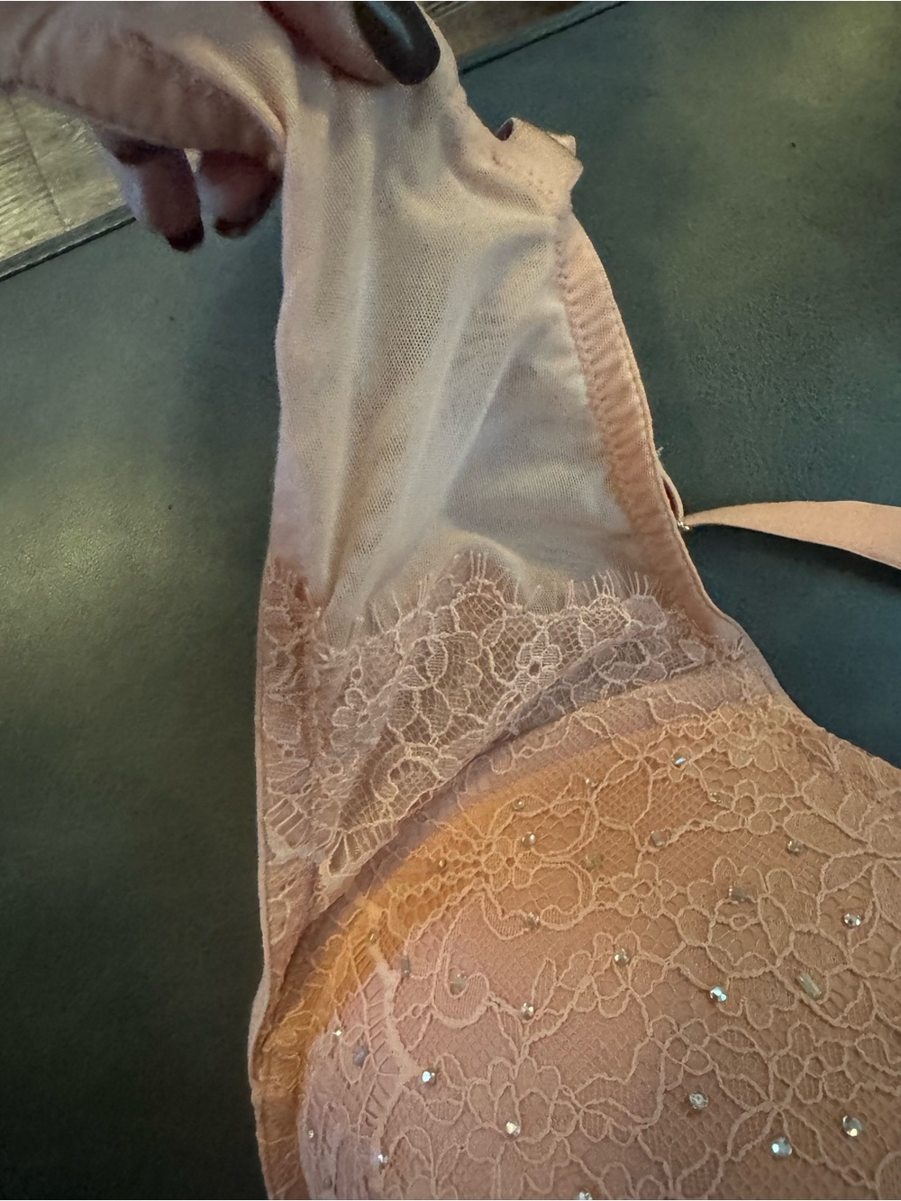 Victoria's Secret Blush Pink Lace Push-Up Bra with Rhinestones - Picture 2 of 3